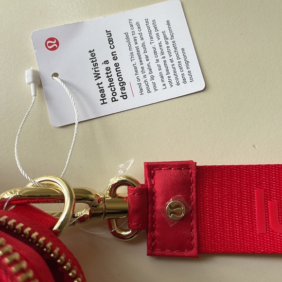 lululemon Red Heart Shaped Wristlet Keychain - Picture 2 of 8